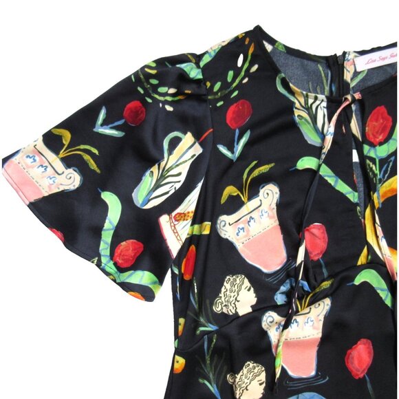 NWT LISA SAYS GAH Penelope Midi in Museo Nero Satin Dress XL - Picture 4 of 8